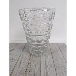 Vintage Crystal Vase Frantisek Peceny Hermanova Hut Lens 7 3/4" Tall Clear Circl